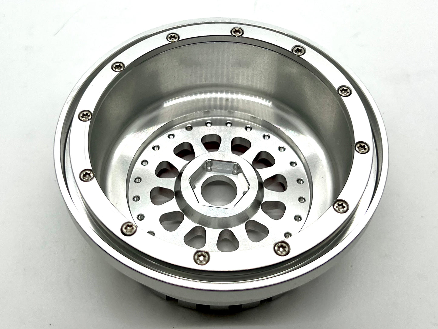 VITAVON Aluminum Beadlock Wheel For Arrma Mojave Fits For Hyrax Tire Silver+Red 1pcs