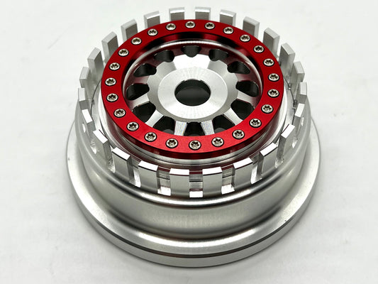 VITAVON Aluminum Beadlock Wheel For Arrma Mojave Fits For Hyrax Tire Silver+Red 1pcs