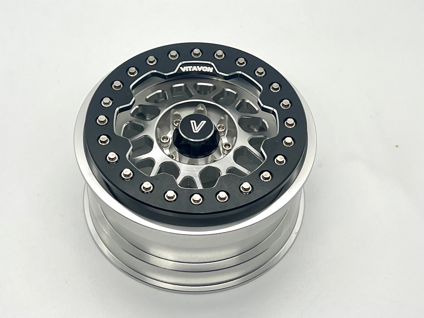 VITAVON V2 Aluminum 2.9" Bead Lock Wheel for Axial SCX6 Silver/Black