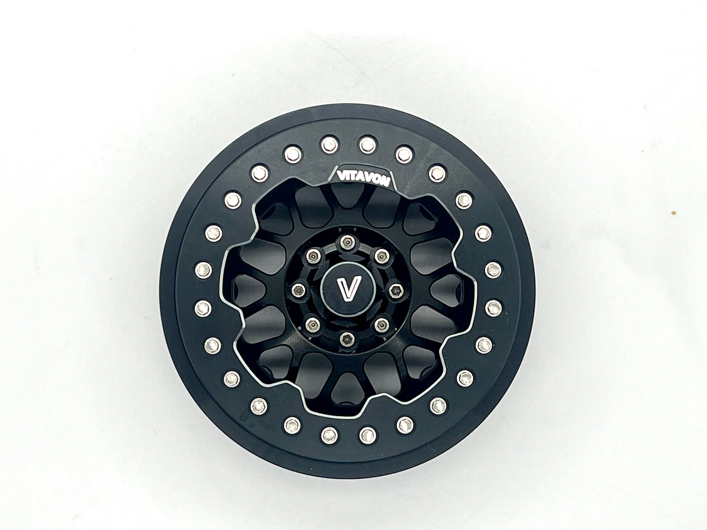 VITAVON V2 Aluminum 2.9" Bead Lock Wheel for Axial SCX6 Jeep Wrangler 1/6 Black/Black