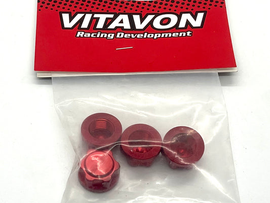 Vitavon Aluminum 7075 Serrated Wheel Nut for Arrma 6S Vehicles RED